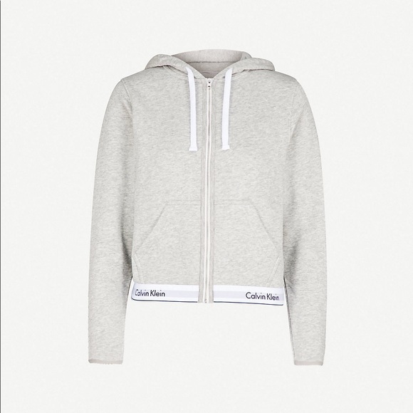 CALVIN KLEIN Modern Cotton zip-up cotton-jersey hoody top - Picture 8 of 10